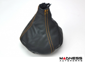 FIAT 500 Gear Shift Boot - Black Italy - Black Leather w/ Orange Stitching